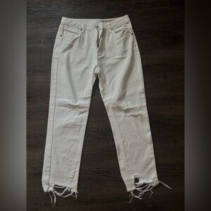 Wishlist Cream Distressed Women Jeans